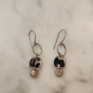 Hand Crafted Black and Gold Dangle Earrings